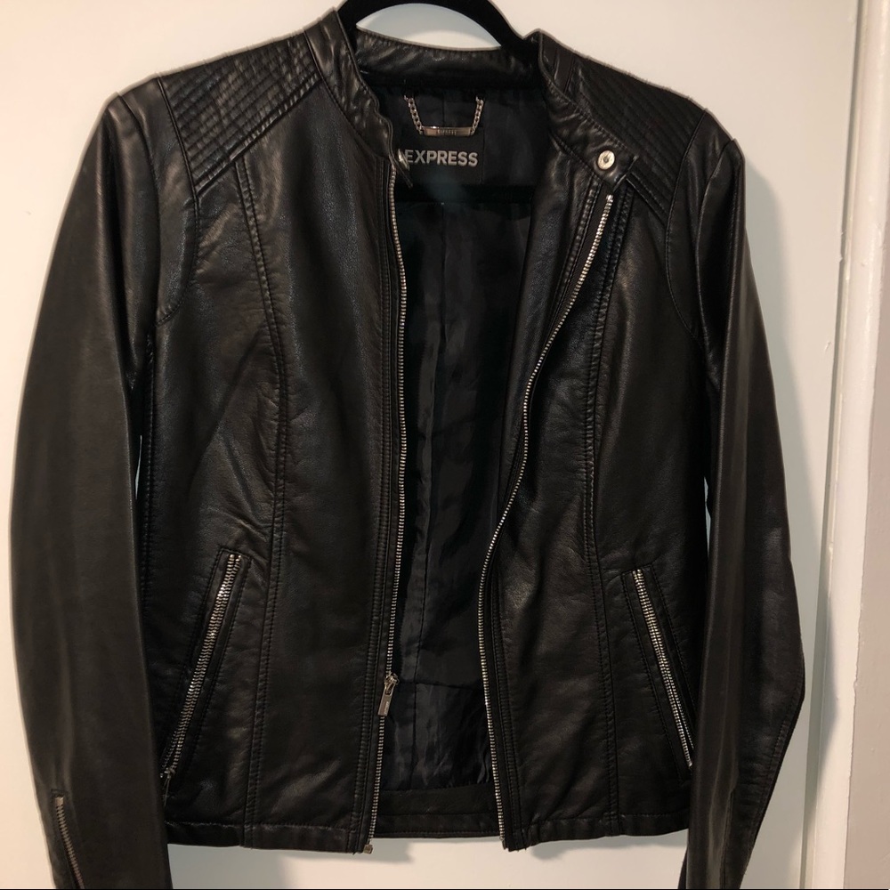 Express black leather jacket